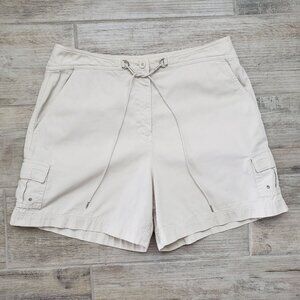 Talbots Safari Shorts Women's High Rise Tie Waist Cargo Hiking Tie Waist 12
